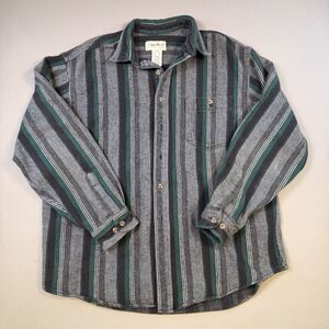 Vintage 90's Eddie Bauer McKinley Flannel Striped Button Up Shirt Men's Size XL